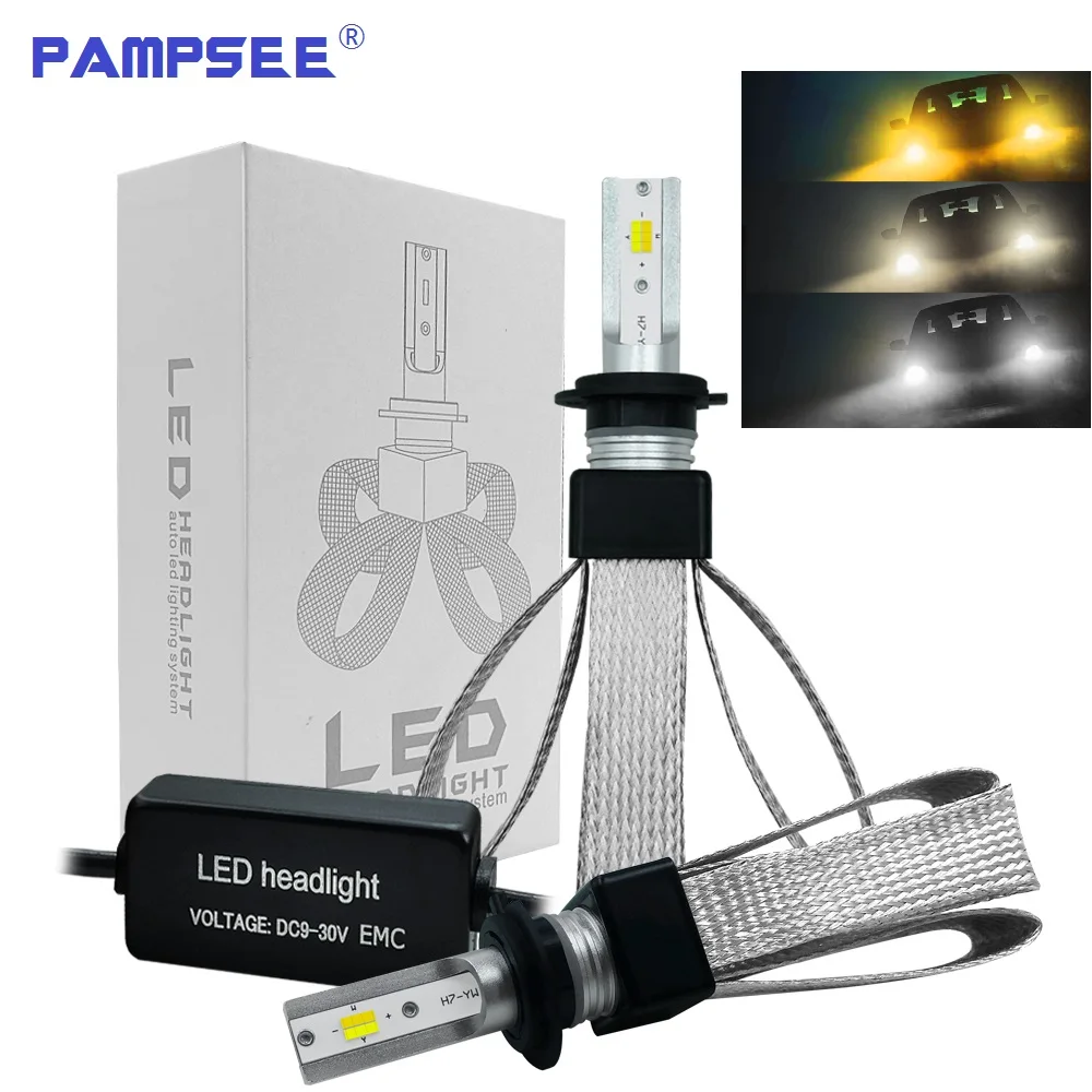 

PAMPSEE 2X H7 LED H4 H11 H8 HB4 H1 H3 HB3 Auto T9 Car Headlight Bulbs 80W 9600LM Car Styling 3000K 6000K 4300K led automotivo