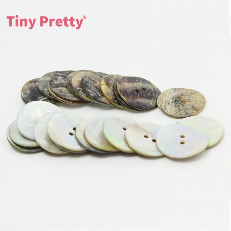 50pcs Natural Round Shell Buttons 2 Holes Flatback Mother of Pearl Buttons 10-20mm for DIY Crafts, Sewing Works, Embellishment