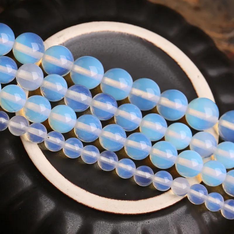 wholesale Natural Stone Smooth White Opalite Quartz Loose Beads 15\