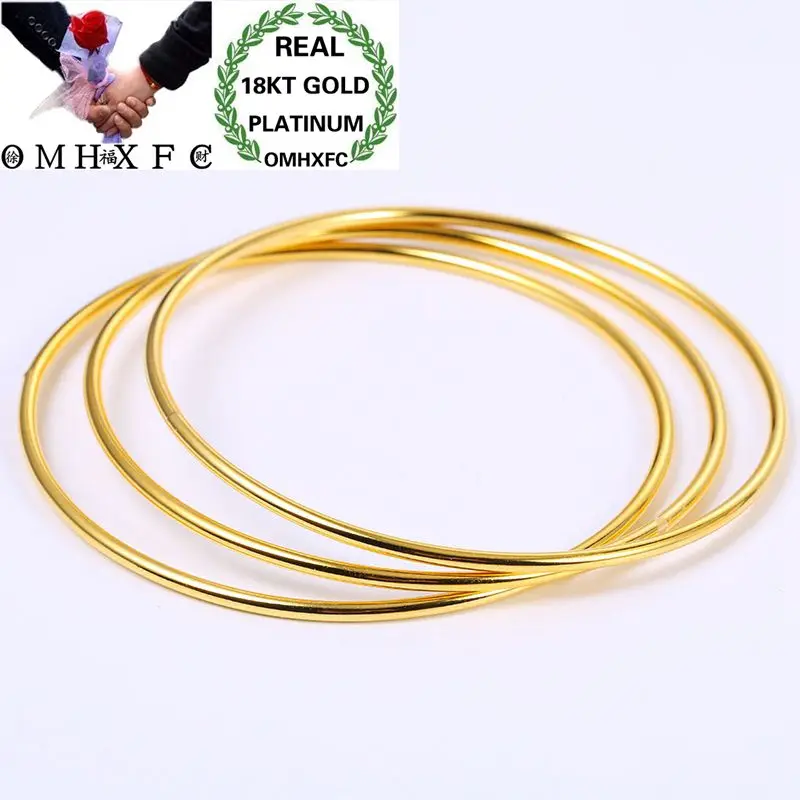 

OMHXFC Wholesale European Fashion Woman Party Birthday Wedding Mother Gift Blank Slim 3pcs/set 18KT Gold Bracelet Bangle ES116