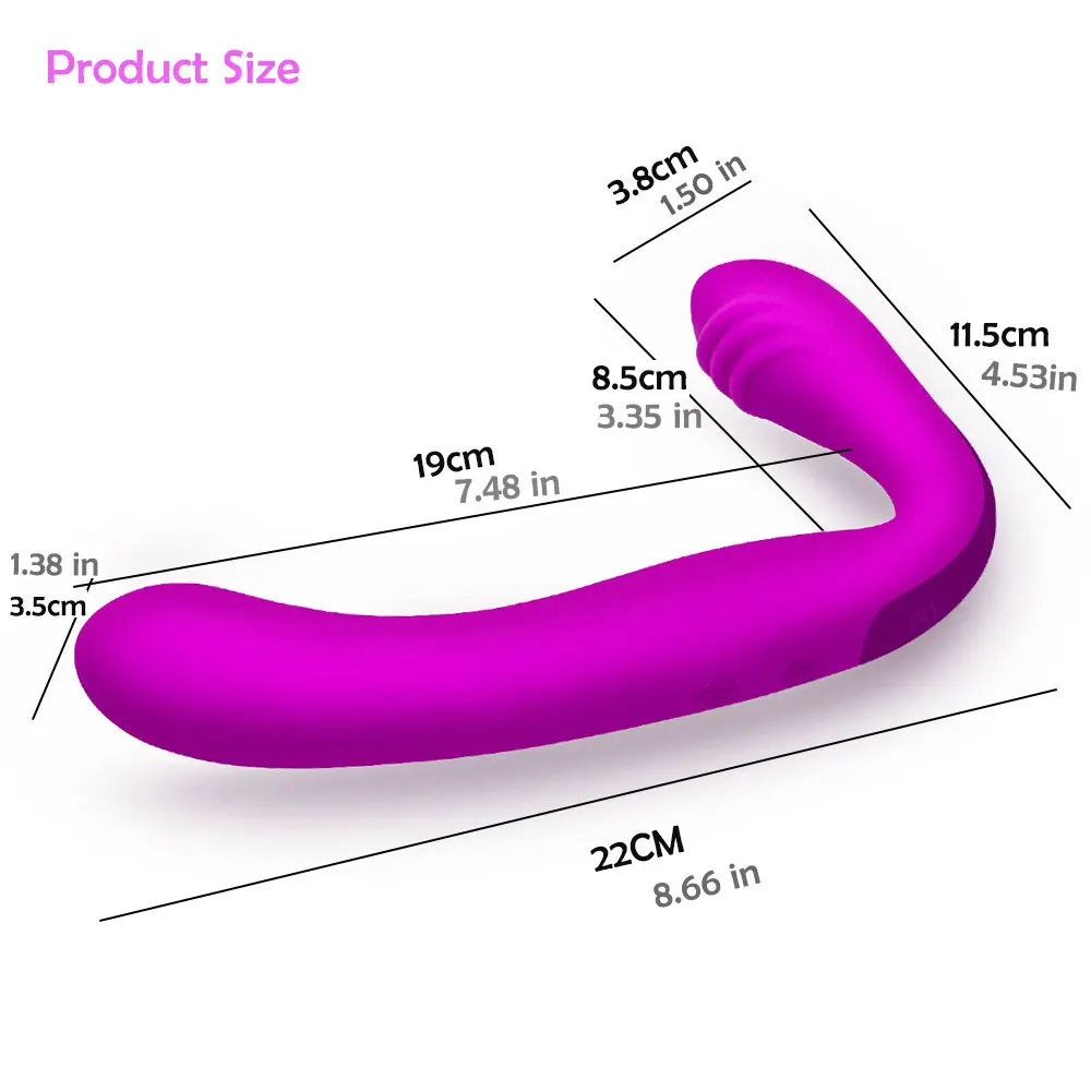 Khalesex Strapless Strapon Dildo Vibrator for Women 30 Speeds Silicone G Spot Clitoris Double Vibrating Adult Sex Toys for Woman