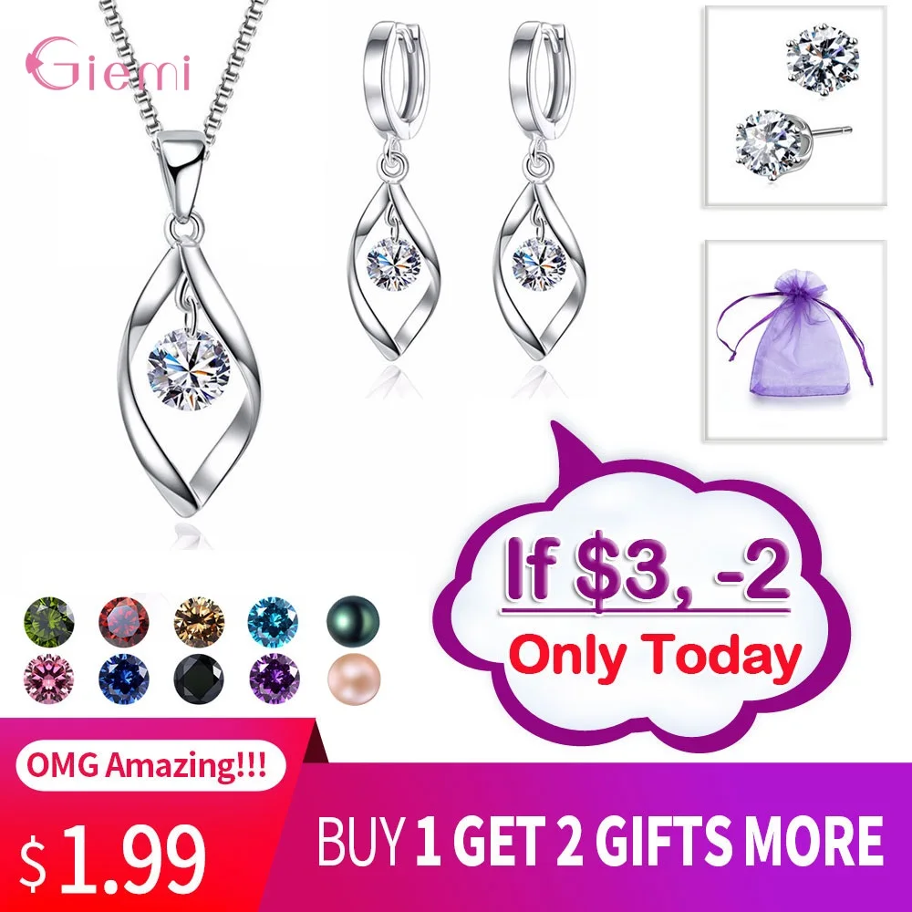 

New Trendy Jewelry Set 925 Sterling Silver Cubic Zirconia Pearl Handmade Rotation of Love Women Drop Earrings Pendant Necklace