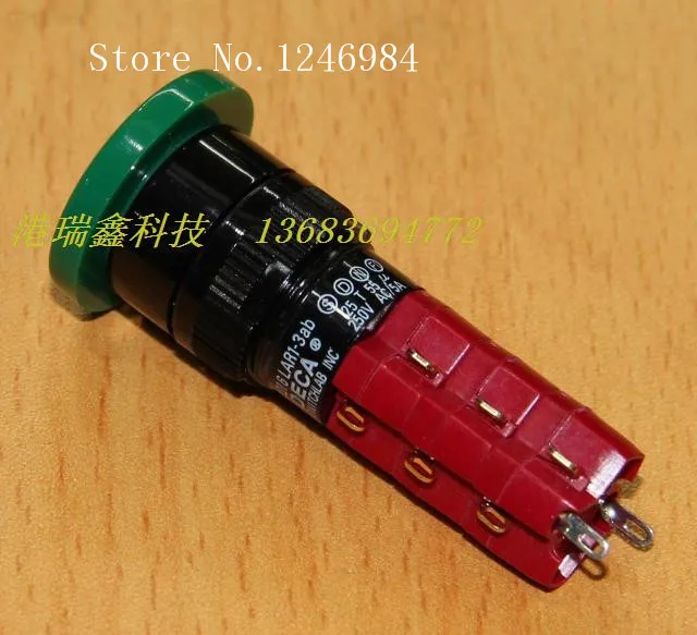 M16 with lock button switch DECA Taiwan Progressive Alliance Round three -way green mushroom button RED GREE D16LAR3-3AB--5pcs