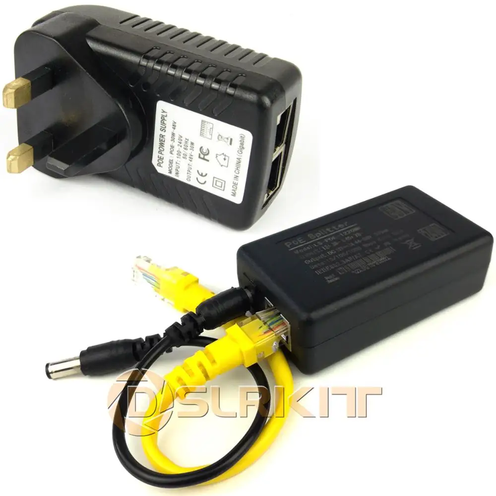 Gigabit 802.3at 24 วัตต์ PoE Kit (Splitter + หัวฉีด) 12V 2A Power Over Ethernet