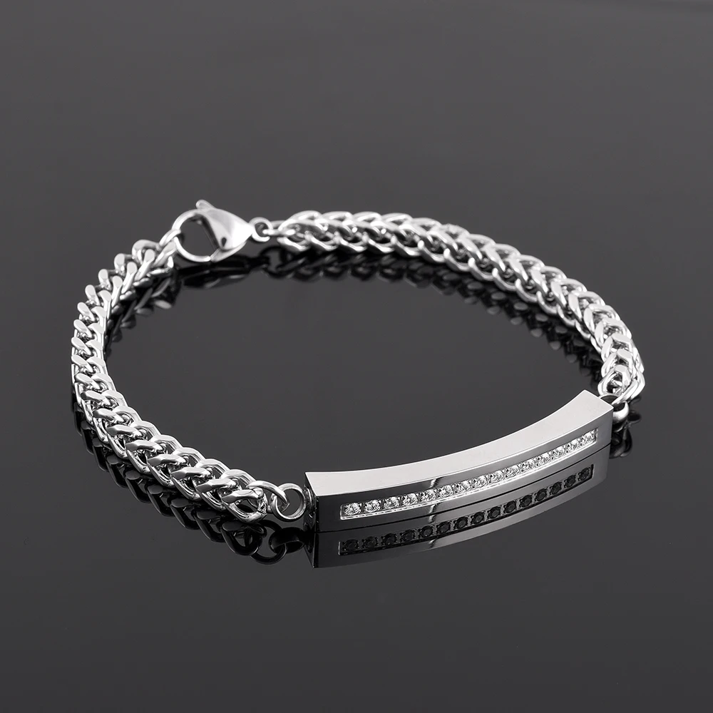 IJB5027 Hot!!! Cheap Wholesale Inlay Zircon Bar Stainless Steel Cremation Bracelet Hold Human/Pet Ashes Memorial Urn Bangle