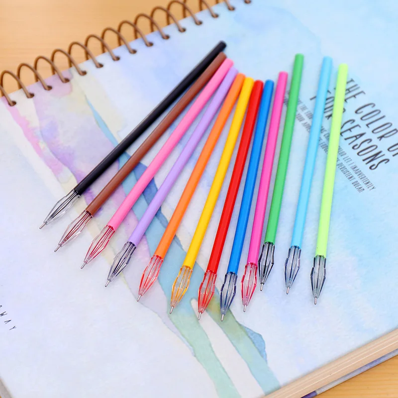 Jonvon Satone 24 Pcs Refill Color 0.38mm Diamond Head Neutral Pen Gel Pen 12 Color Pen Core Korean Stationery Wholesale Stylo