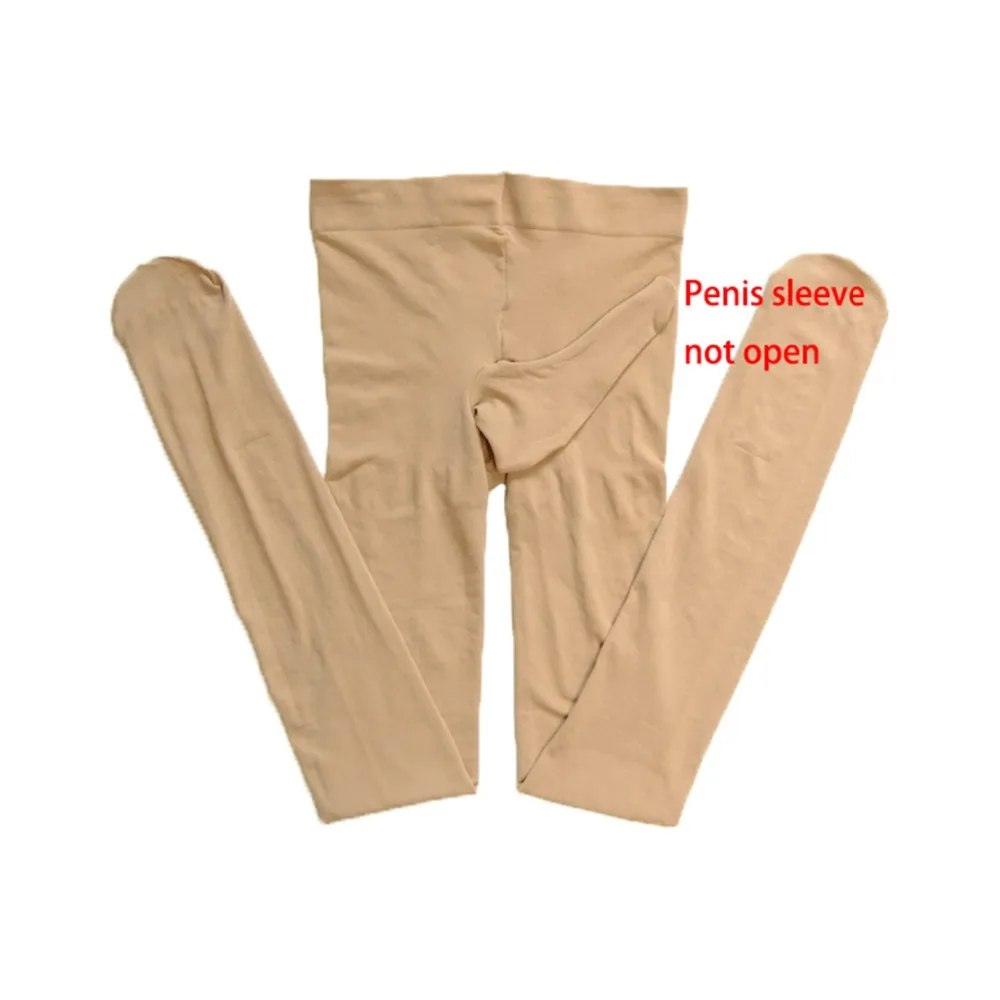 120D Penis Sleeve Tights Elastic Health Women Sexy Pantyhose With Condom Fetish Wear Masturbation Collant Unisex Medias