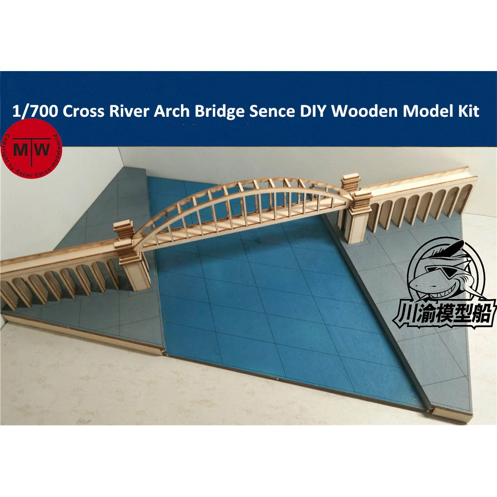 

1/700 Scale Cross River Arch Bridge Scene Platform Diorama DIY Wooden Assembly Model Kit CY709