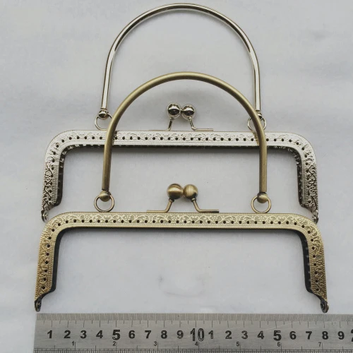 18cm vintage bronze silver color women female DIY purse frame knurling clasp mouth golden carve pattern with handle 3pcs/lot