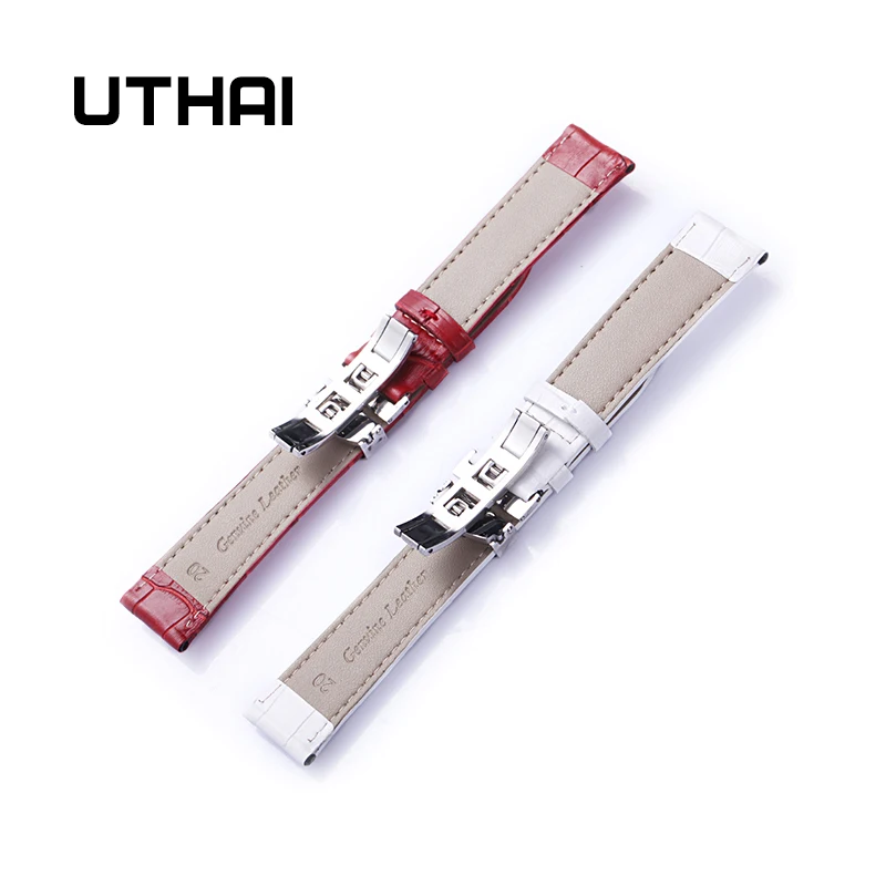 UTHAI B08 High Quality Woman 20MM 22MM Watchbands 12-20mm Watch Butterfly buckle Band Steel Buckle Strap Wrist