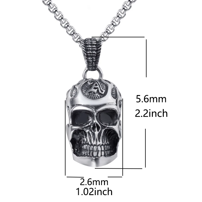 Men Big Heavy 3D Flaming Skull Stainless Steel Pendant Necklace Punk Biker Chain Jewelry