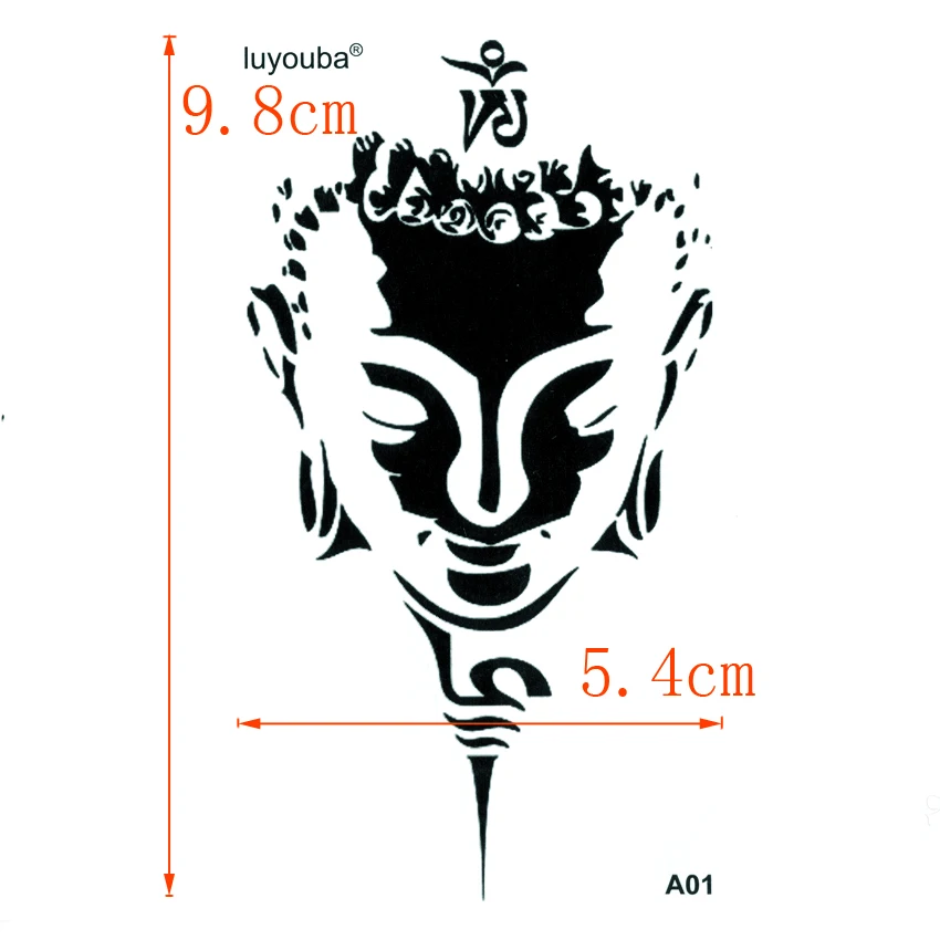 Buddha-男性用の一時的な防水ステッカー,一時的な入れ墨のスリーブ