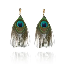Fashion Lithe Long Real Feather Earrings Without Piercing Clip On Earrings for Women Earring Wholesale Jewelry 2018 Bijoux