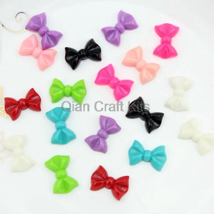 250 pcs Resin Bow Flatback Mixed Colors Kawaii 22mm wholesale free shipping little kitsch colorful rainbow shiny bow