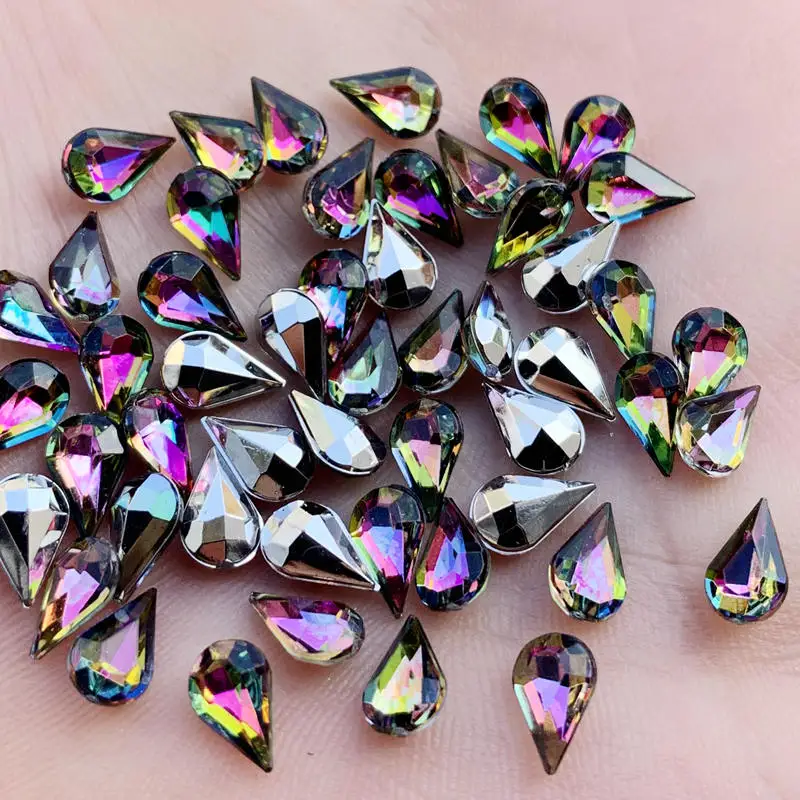 5*8mm 150pcs Colorful AB 3D Waterdrop Rhinestones Nail Art Crystal Jewelry High Quality Base Glitter Gems -S66