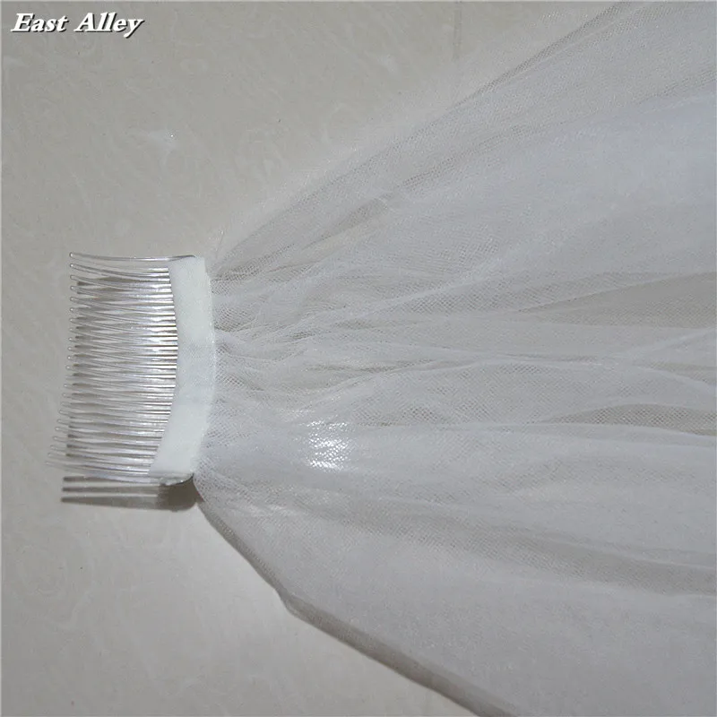 New Style Handmade Ivory / White 2 Layer Crescent Beading Edge Wedding Bridal Veil with comb