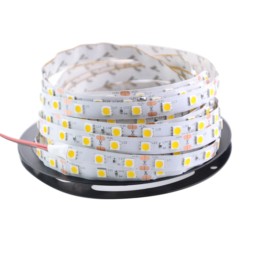 AmmToo-tira de luces Led Flexible, cinta luminosa de 5M, 10M, 15M, 20M, 25M, 30M, 60LEDs/M, SMD 5050, 3014, 3528, 5630, DC 12V