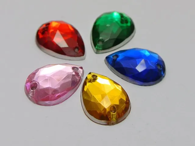 

100pcs Mixed Color Flatback Sewing Button13X18mm Acrylic Rhinestone Teardrop diy Accessories Sew beads jewelry Decorative