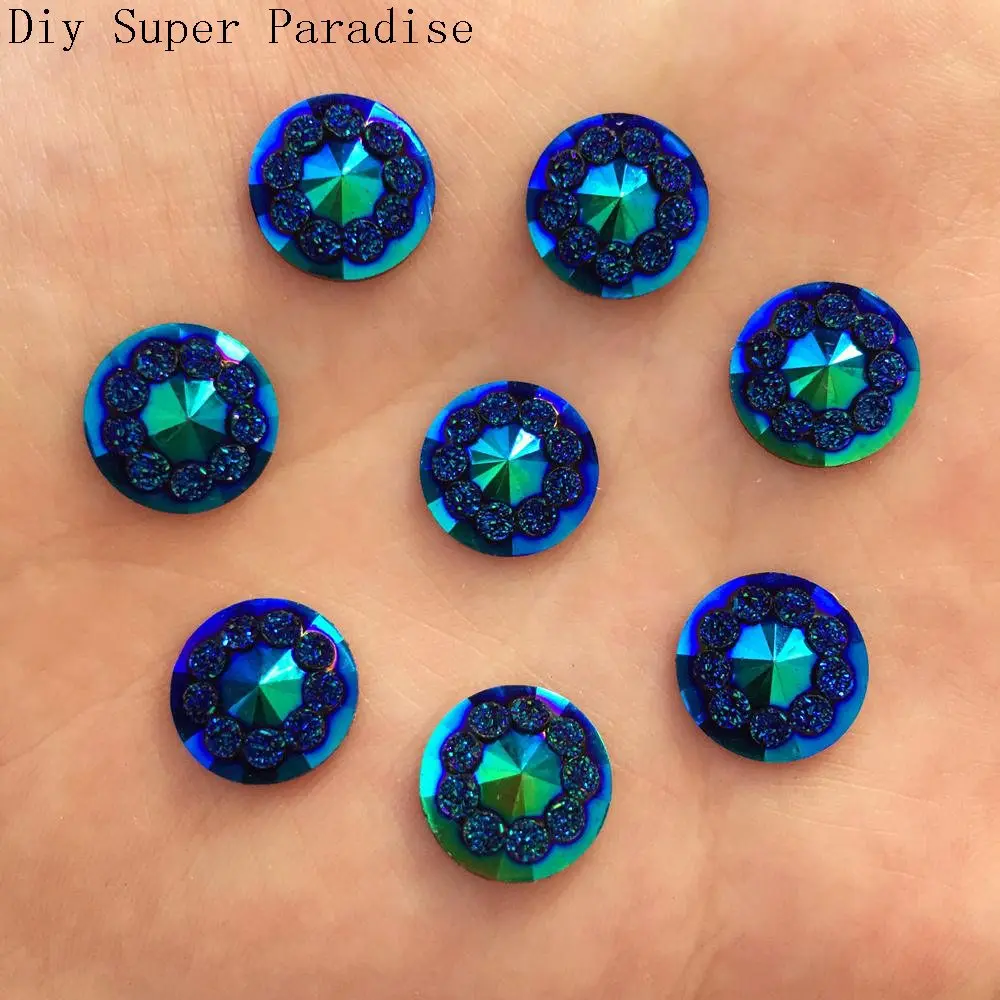 New DIY 40pcs 12mm AB Resin Round FlatBack Scrapbook Accessories Wedding Button Craft K57