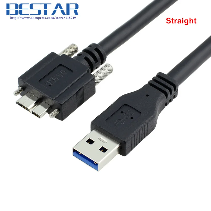 90องศาขวาและซ้ายและขึ้นและลงมุมM Icro USB 3.0 Bล็อคสกรูติดไปยังUSB 3.0 USB3.0ประเภทชายสายเคเบิลข้อมูล1.2เมตร3เมตร5เมตร