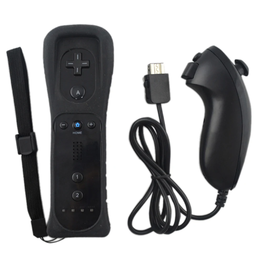 10sets a lot Remote and Nunchuck Controller Gamepad With Silicone Case and Hand Strap for Wii