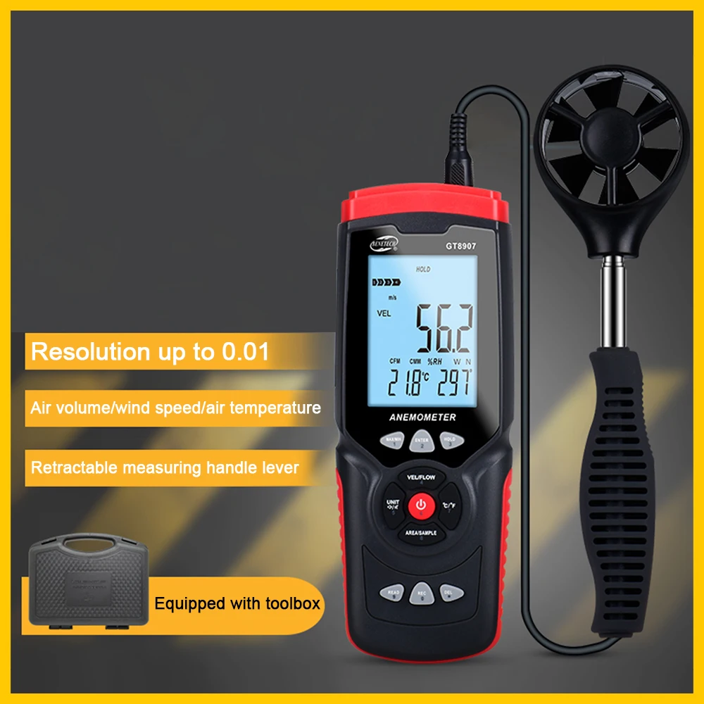 Anemómetro portátil, Anemómetro Digital, USB, preciso, herramienta manual de temperatura, GT8907-BENETECH