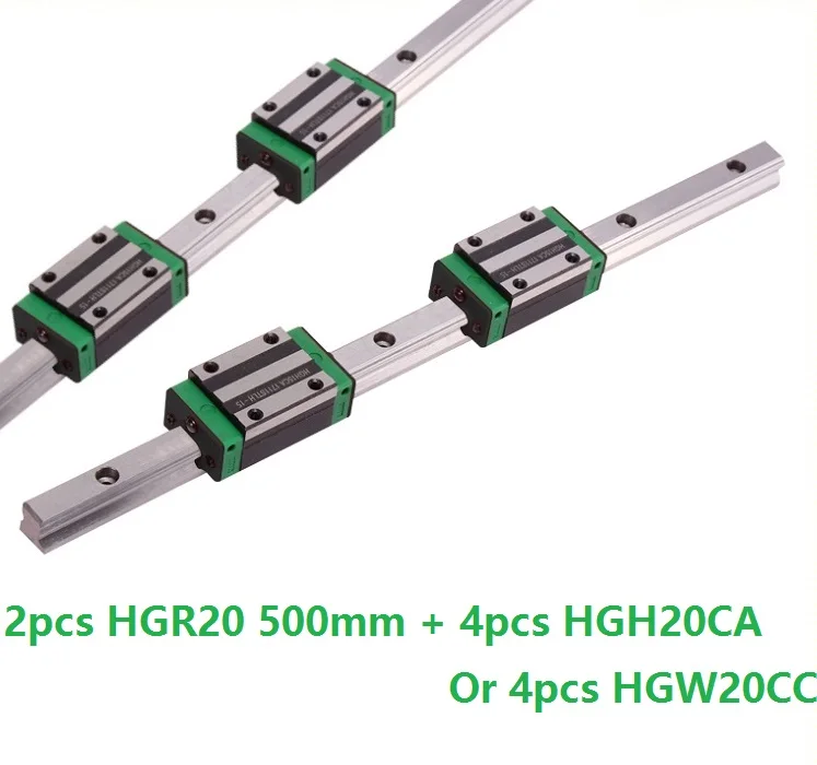 

2pcs linear guide rail HGR20 500mm with 4pcs HGH20CA Or HGW20CC linear block Carriage for cnc router