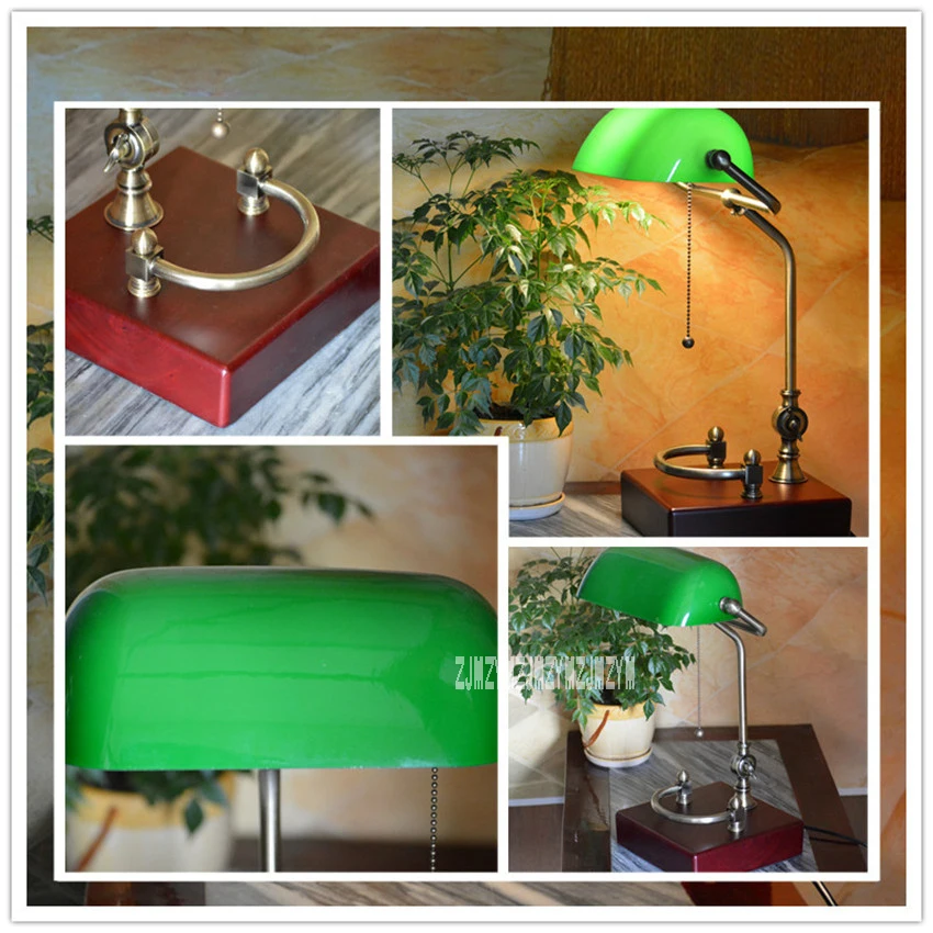 European-style Vintage Table Lighting Fixture Glass Cover Shade Birch Wood Base Antique Table Lamp 4W LED 220v/110v Hot Selling