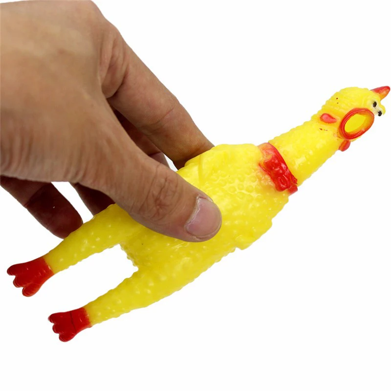 Funny Cartoon Rubber Screaming Chicken Big Dog Puppy Interactive Chewing Dog Toy Cleaning Teeth Dog Excited Pet Squeaker Toys