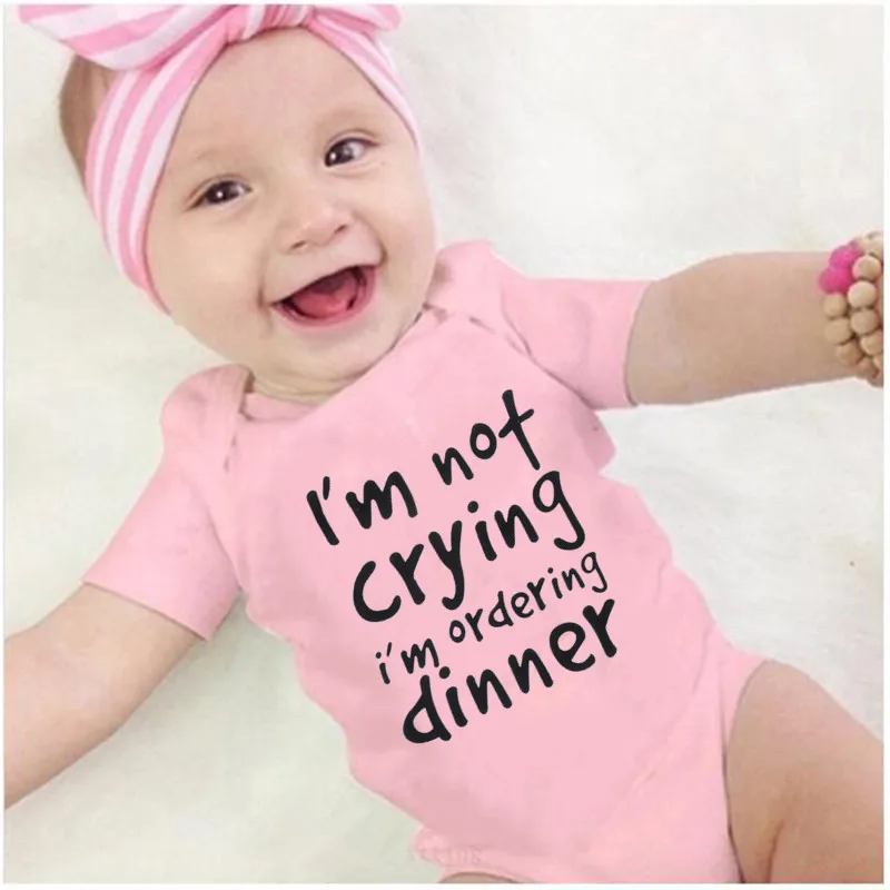 

Chanpoetry 4 Color Newborn Clothes Letter Print Funny Baby Boy Girl Bodysuit Cotton New Born Baby Clothes Summer