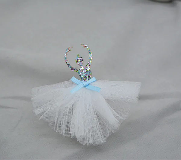 4pcs/lot 9.5x7.5cm Lace skirt ballet girls Appliques For children hair accessories and DIY Kid patches