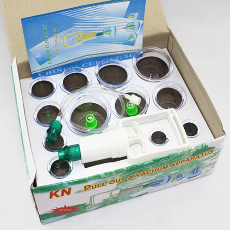 12 Pcs/Set Hijama Cups Chinese Vacuum Cupping Kit Pull Out A Vacuum Apparatus Therapy Relax Massagers Curve Suction Pumps