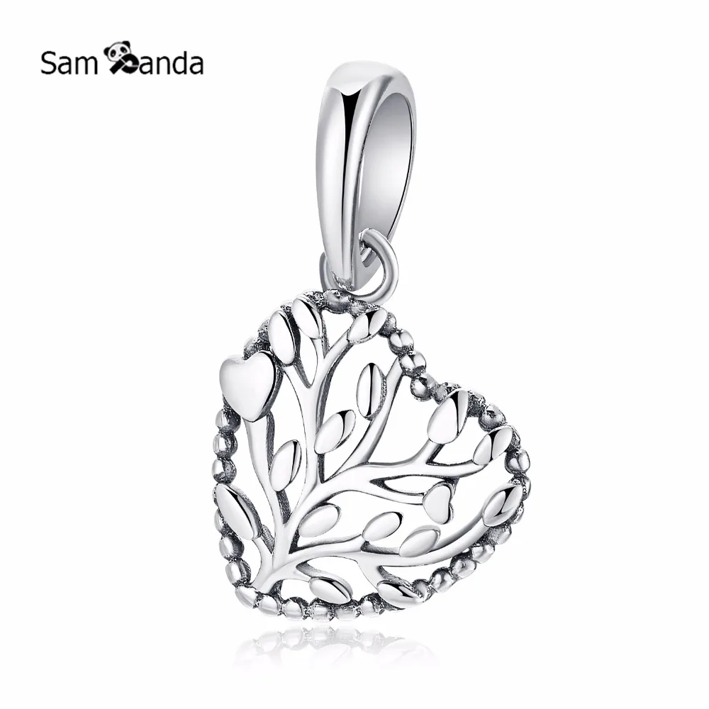 

Authentic Original 100% 925 Sterling Silver Charm Love Tree Dangle Charms Crystal Fit Pandora Bracelet Fine Jewelry