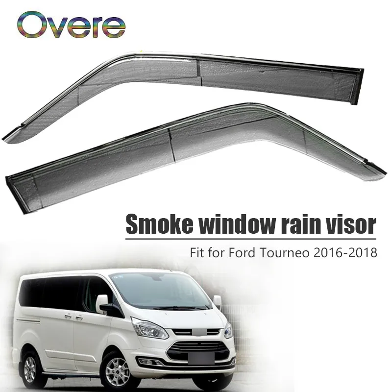 

OVERE NEW 1Set Smoke Window Rain Visor For Ford Tourneo 2016 2017 2018 Car-styling ABS Vent Sun Deflectors Guard Accessories