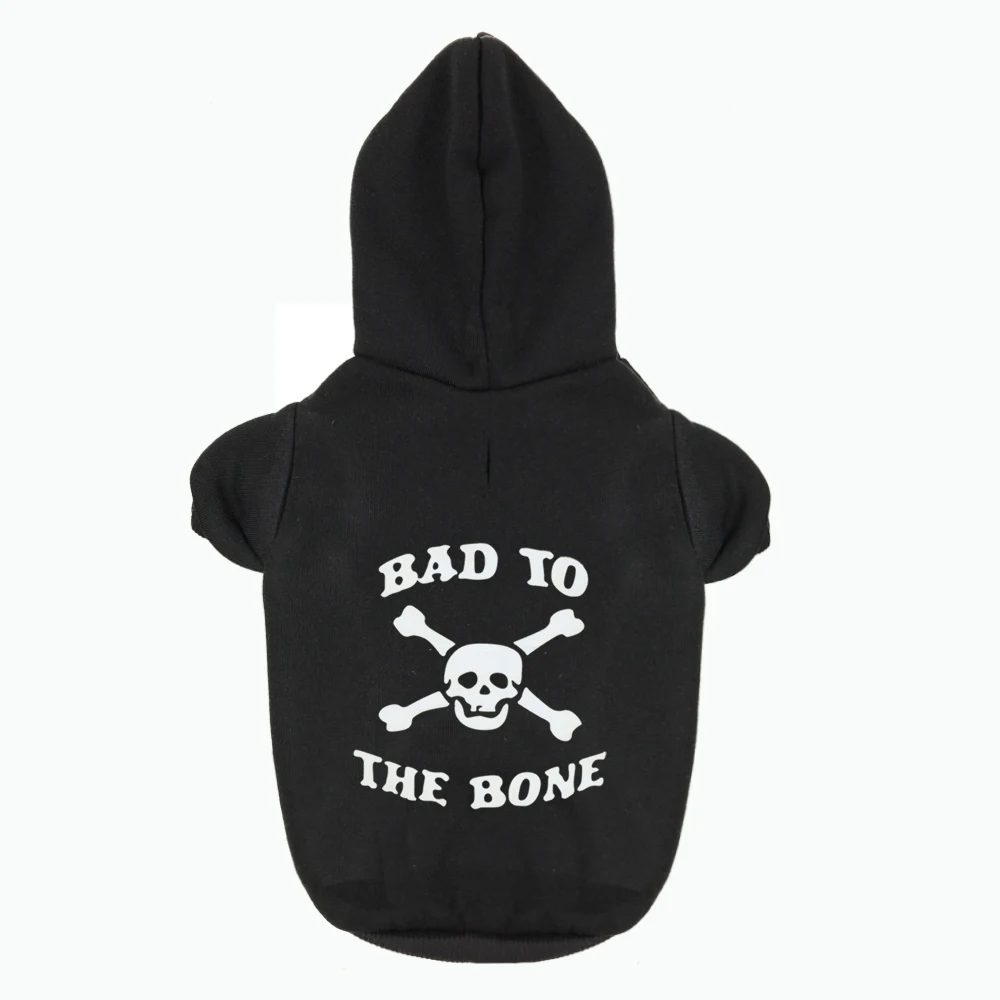 BAD TO THE BONE Printed Pet Puppy Dog Clothes Hoodies Jumpers Tracksuits for Chihuahua Teacup Care and Large Dogs