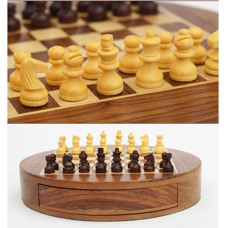BSTFAMLY wood chess set game, portable game of magnetic international chess, box chessboard chess pieces wood, LA16 image 5