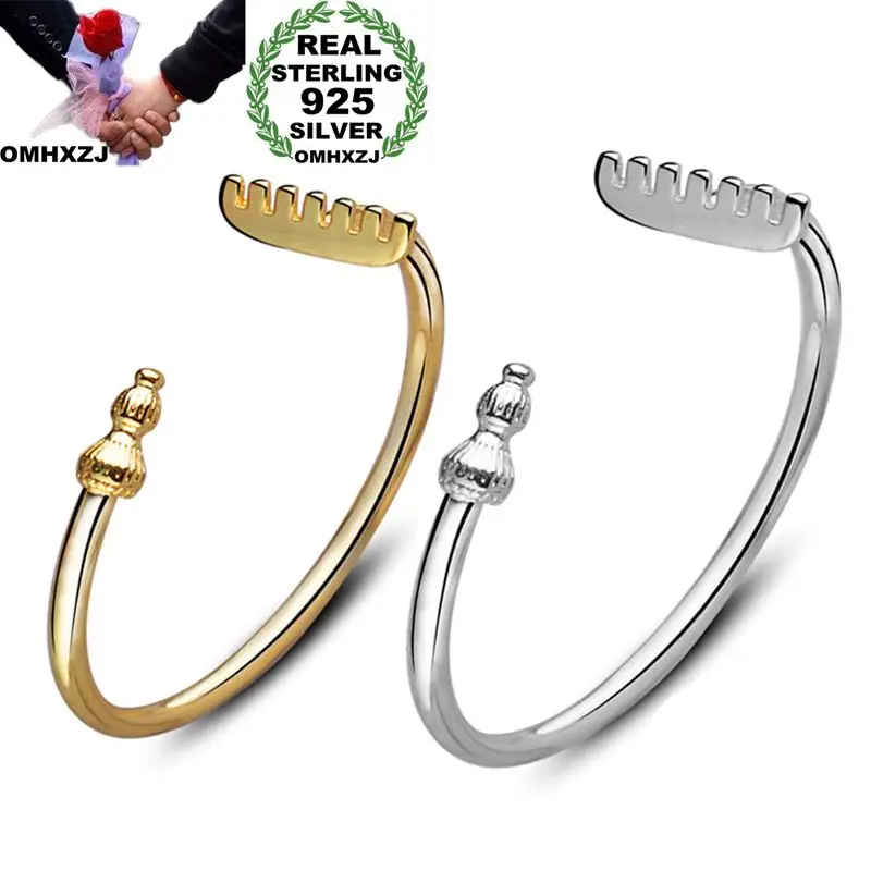 

OMHXZJ Wholesale Personality Fashion Woman Girl Party Gift Weapon Open 925 Sterling Silver 18KT Gold Cuff Bangle Bracelet BR177