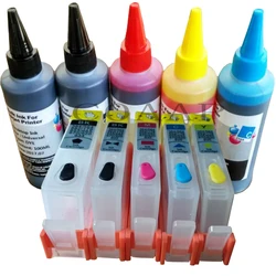 Refillable Ink cartridges for hp364 with photo Black kit + 500ml Dye inks for HP 5510 5520 6510 6520 7510 7520 e-All-in-One