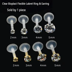 New Design 16g 316l Steel&PTFE  Round Zircon CZ  Labret Lip Bar Ring Piercing Ear Cartilage Tragus piercing Body Jewelry