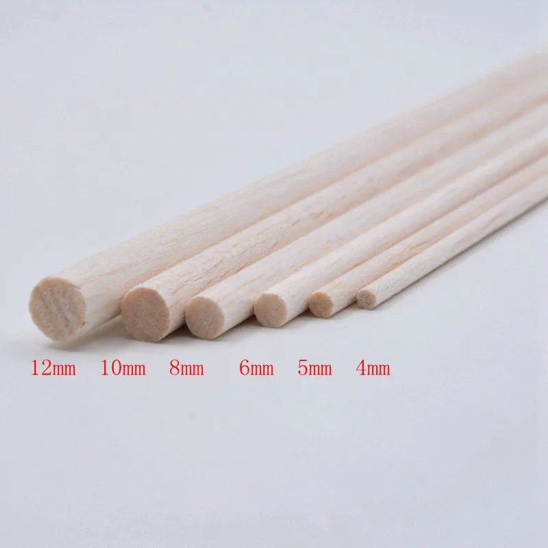 500mm long diameter of D4/D5/D6/D8/D10/D12mm AAA+ Balsa Wood Roud Dowels Sticks for airplane/boat model DIY