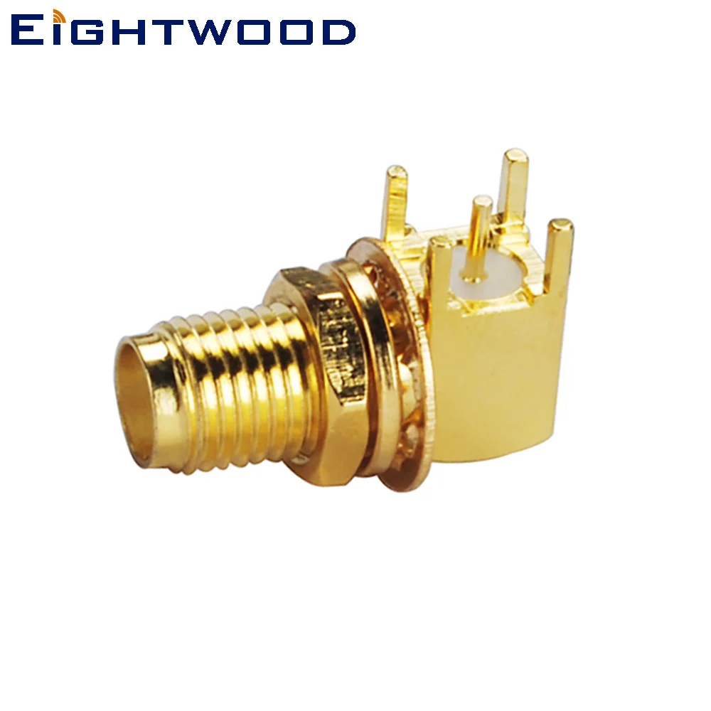 Eightwood 5PCS SMA Plug Female RF Coaxial Connector Adapter Bulkhead Right Angle PCB Mount for Antenna Telecom Base Station