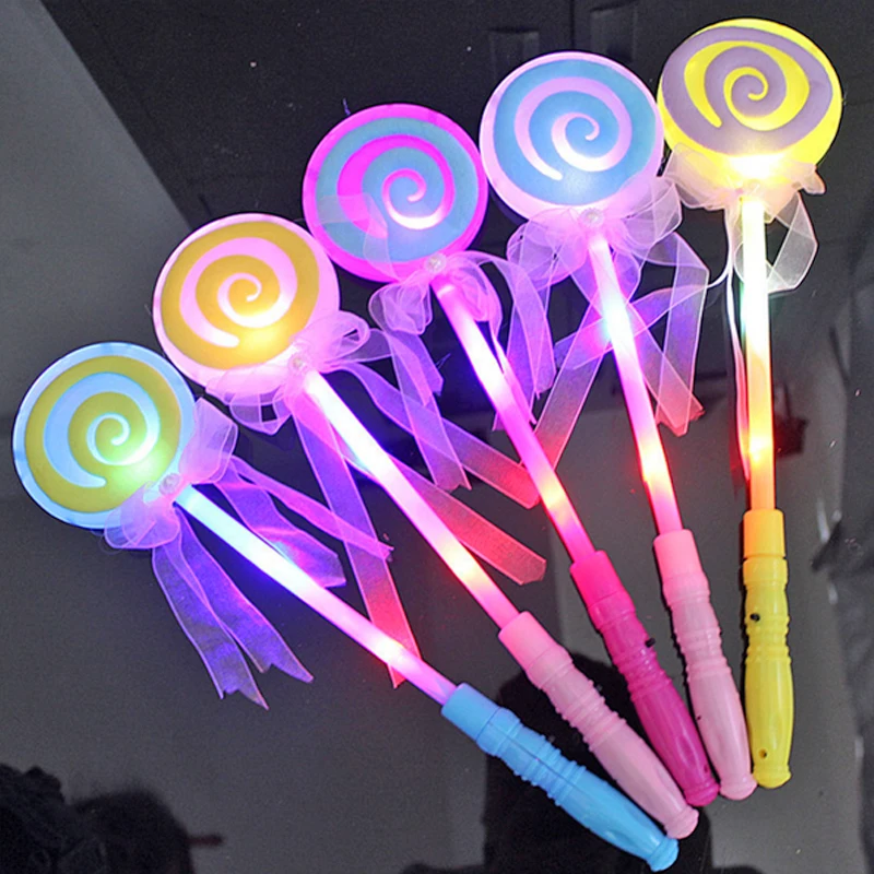 100pcs Light Up Flashing Lollipop Wand Led Glow Stick Funny Halloween Christmas Hen Club Party Accessory Kids Girl Fancy Dress