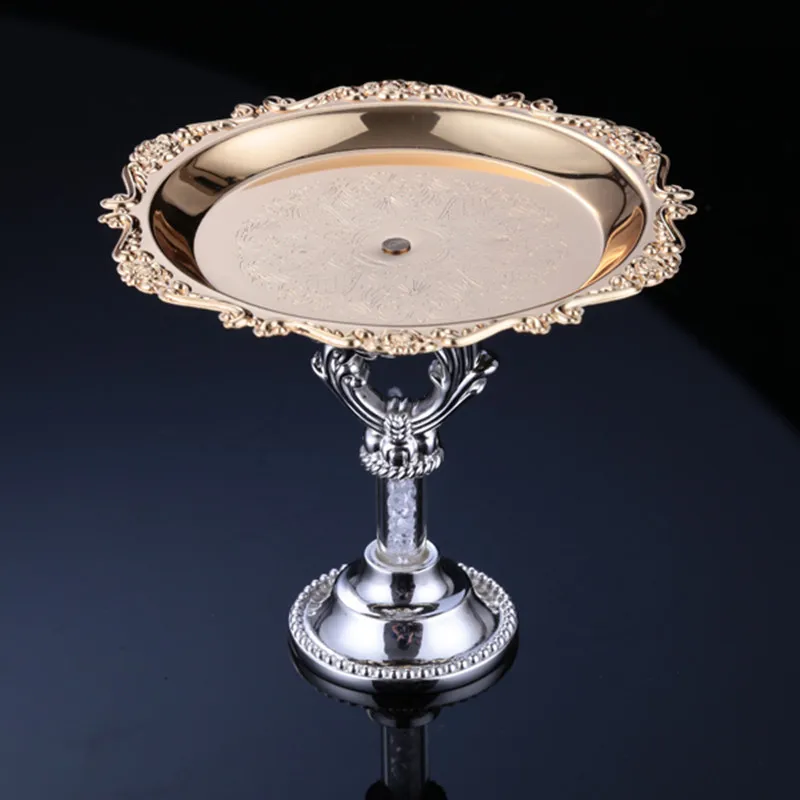 2pcs/pair Europe Silver/Golden Cake Stand Mini Snack Fruit Tray Metal Dessert Table Wedding Decoration StorageTray Cupcake Stand