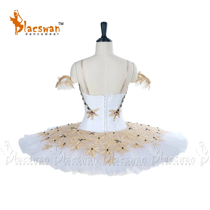 Adult White and Gold Ballerina Professional Platter Tutu Girls Coppelia Doll Costume Ballet BT683