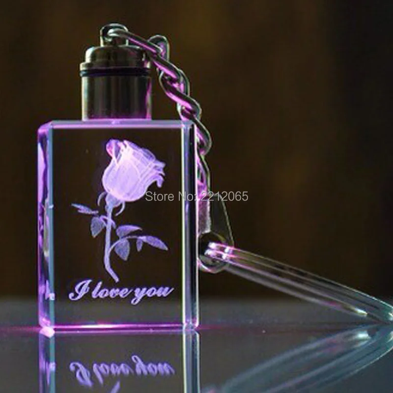 

Изготовленный на заказ прямоугольный кристаллический брелок с 2D лазерной гравировкой для продвижения, свадебных или специальных подарков, 20 шт.