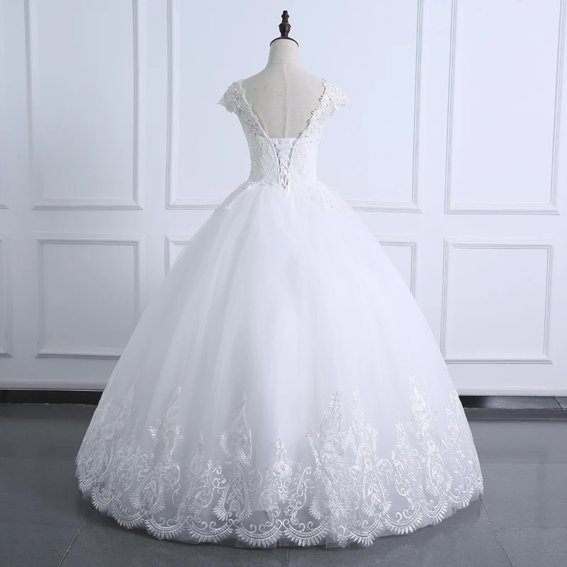 2022 Ballkleid Hochzeit Kleid Spitze Körper Perlen Kurzarm Hochzeit Kleid Plus Größe Echt Bild Brautkleid Vestido De noiva