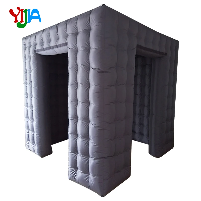 2.5M Whole Black Inflatable Photo Booth with door Cover and Inner air blower open air cube tent inflatable photo booth for party