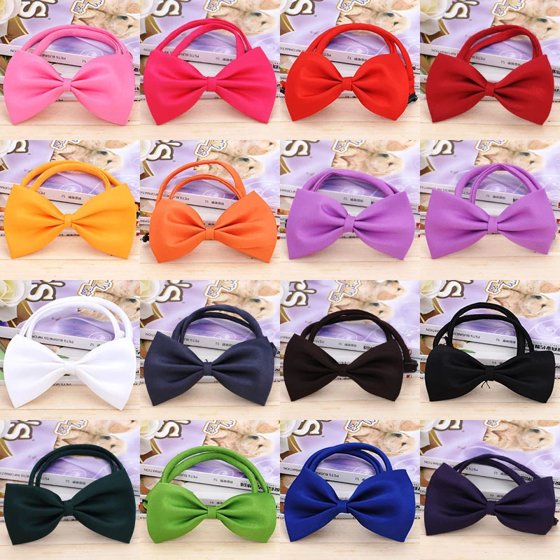 10pcs/lot Mix Colors Wholesale Pet Grooming Accessories Rabbit Cat Dog Bow Tie Adjustable Bowtie Multicolor Polyester