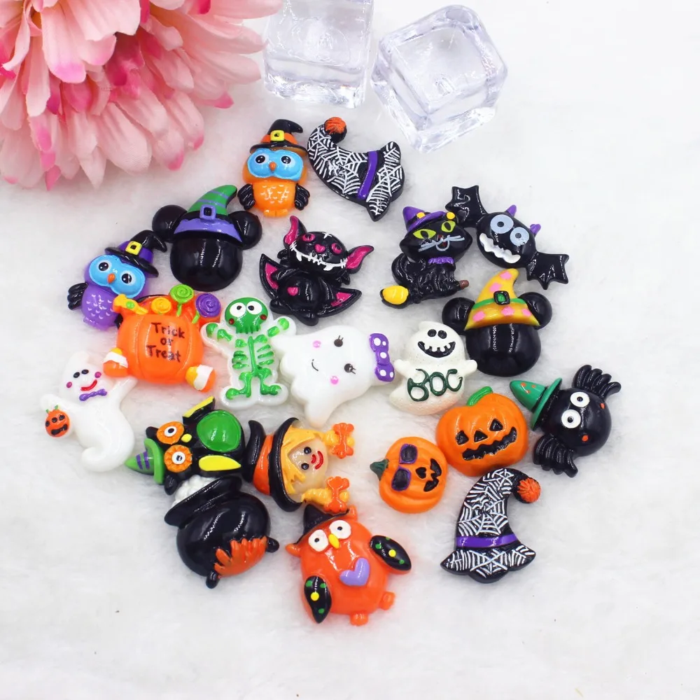 50pcs/lot flat back resin Halloween items mix items  DIY resin cabochons accessories about 25mm