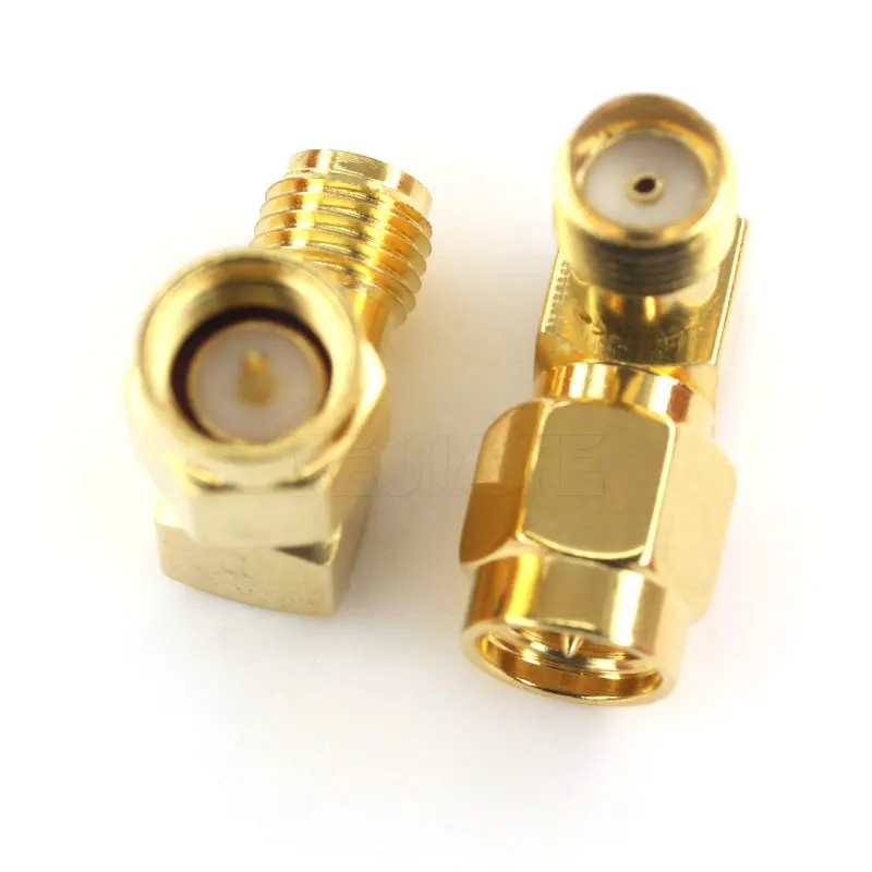 RP SMA Brass Adapter RP SMA Male Jack To RP SMA Female Jack Screw Thread Connector 90 Degrees Right Angle RF SMA Adapter